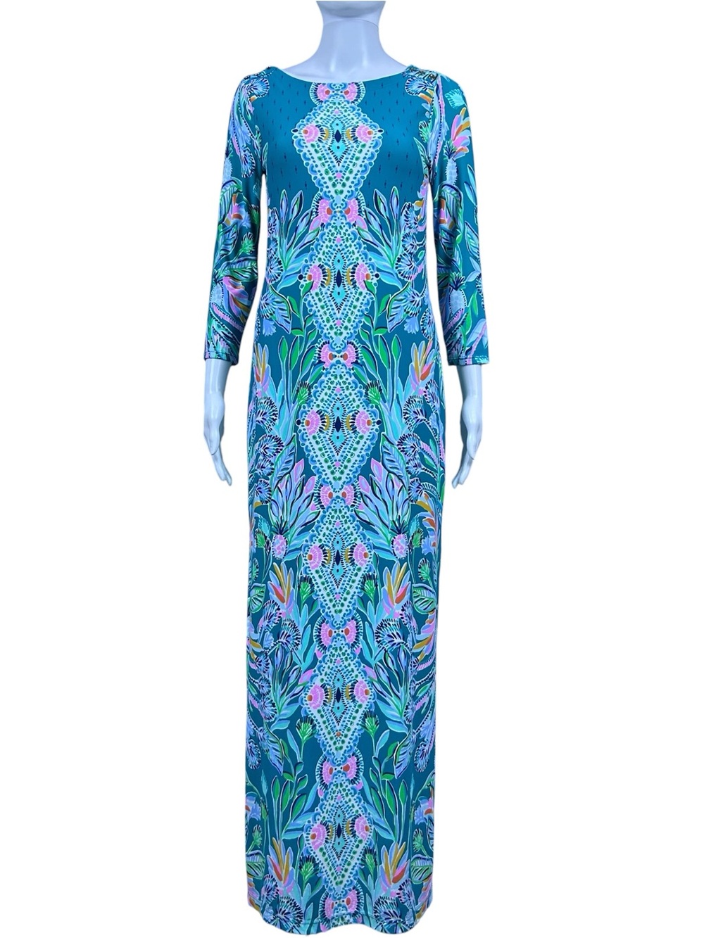 Lilly Pulitzer Seralina Maxi Dress XS Rain Forest UPF 50 Slit Stretch Resort - Picture 2 of 16